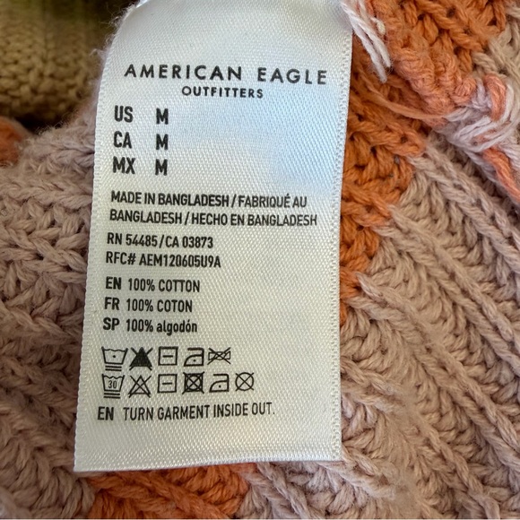 American Eagle Outfitters V-Neck Sweater - Yellow and Orange Stripes - Picture 5 of 5